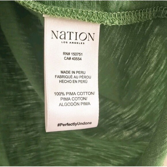 NATION Los Angeles 2025 Edie Shirred Elbow-Sleeve V-Neck Tee Green Lawn Size S - Picture 6 of 9